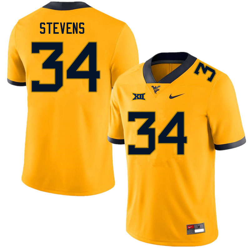 Men #34 Deshawn Stevens West Virginia Mountaineers College Football Jerseys Sale-Gold - Click Image to Close